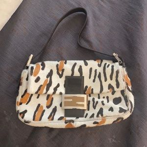 Authentic 2001 Fendi Leopard Baguette Bag.